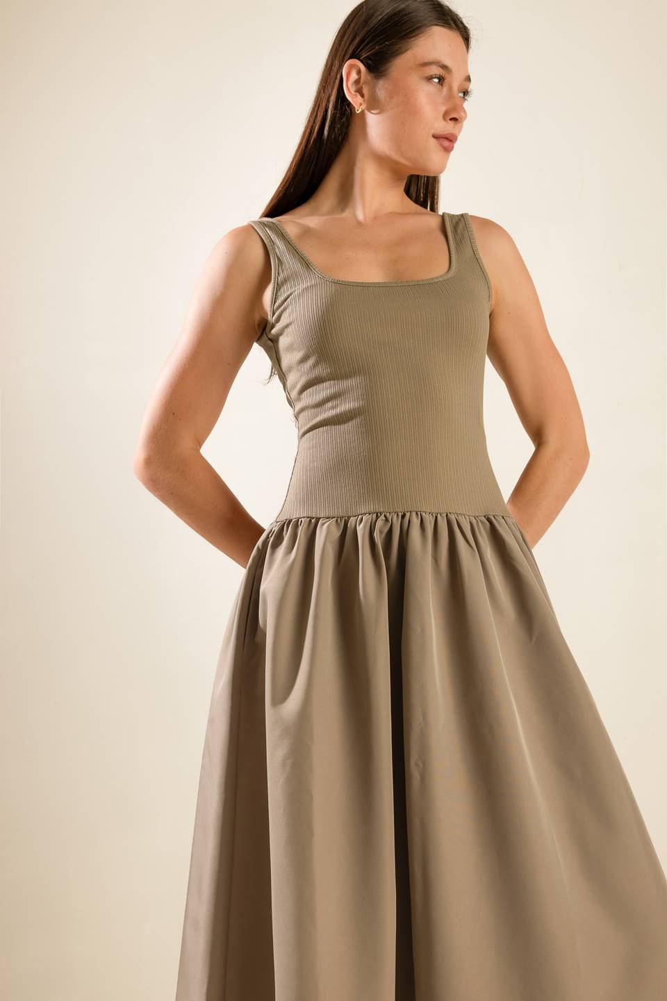 LIGHT UP THE SKY WOVEN MIDI DRESS