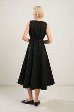 LIVING THE DREAM BLACK WOVEN MIDI DRESS