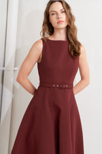 LIVING THE DREAM WINE WOVEN MIDI DRESS