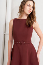 LIVING THE DREAM WINE WOVEN MIDI DRESS
