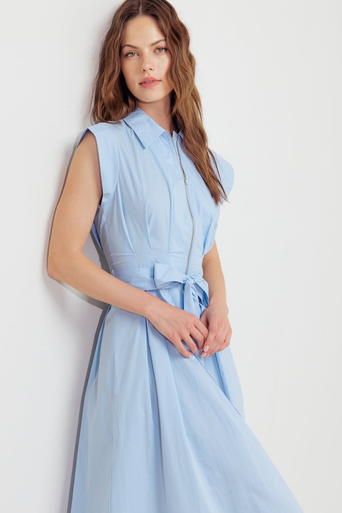 BLUE SERENITY WOVEN MIDI DRESS