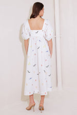 THE WORLD IS YOURS WOVEN MIDI DRESS