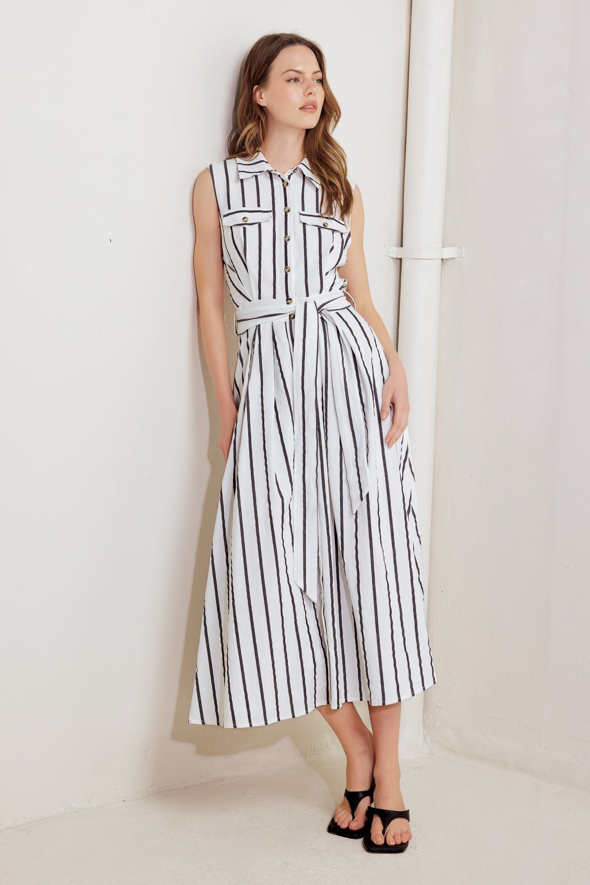 HUGS & VANILLA CLOUDS WOVEN MIDI DRESS