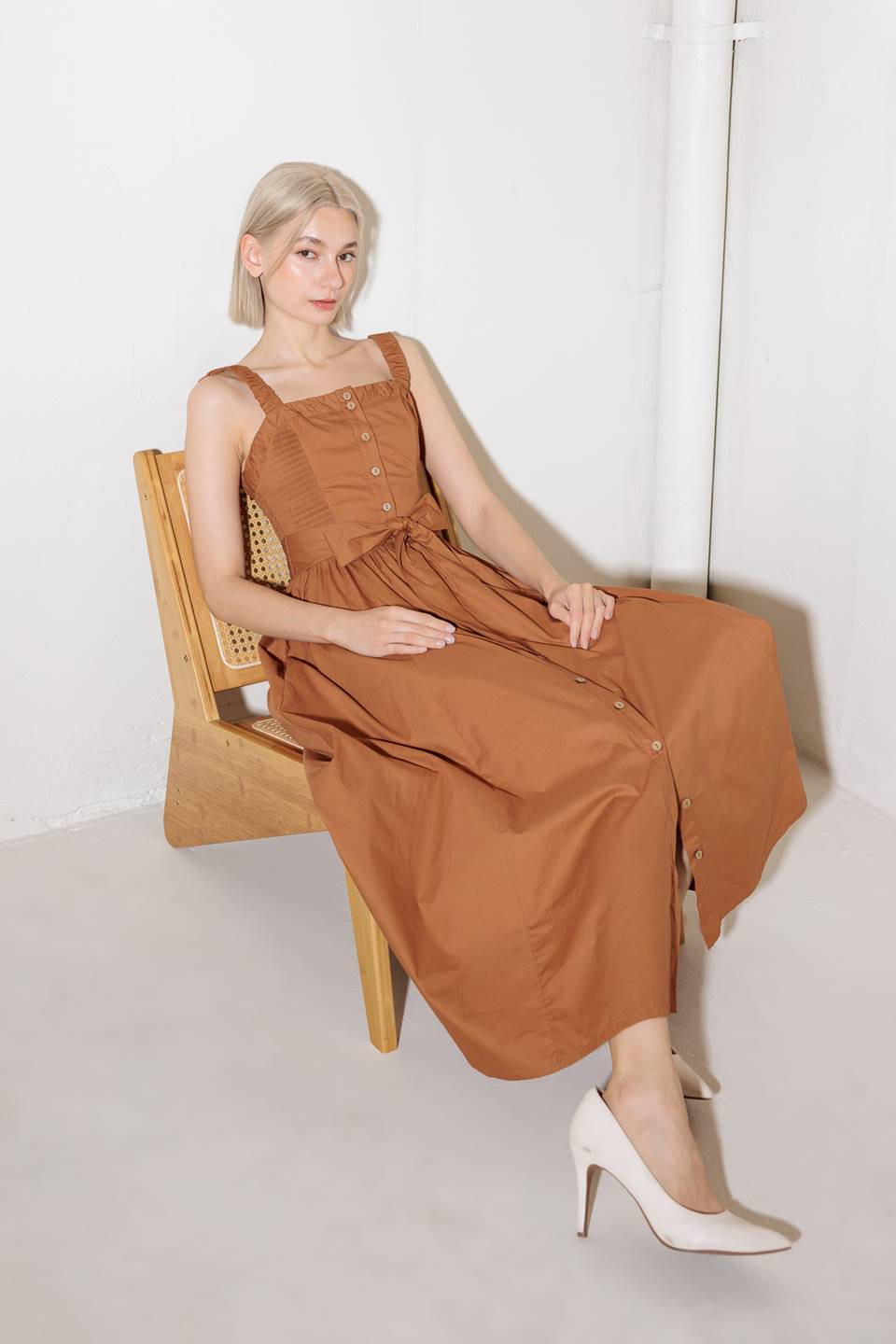 SOAK IN THE SUNSET WOVEN MIDI DRESS