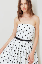 MONROE DOT WHITE WOVEN MIDI DRESS