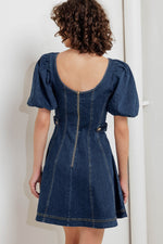 PUFF & PLAY DENIM MINI DRESS