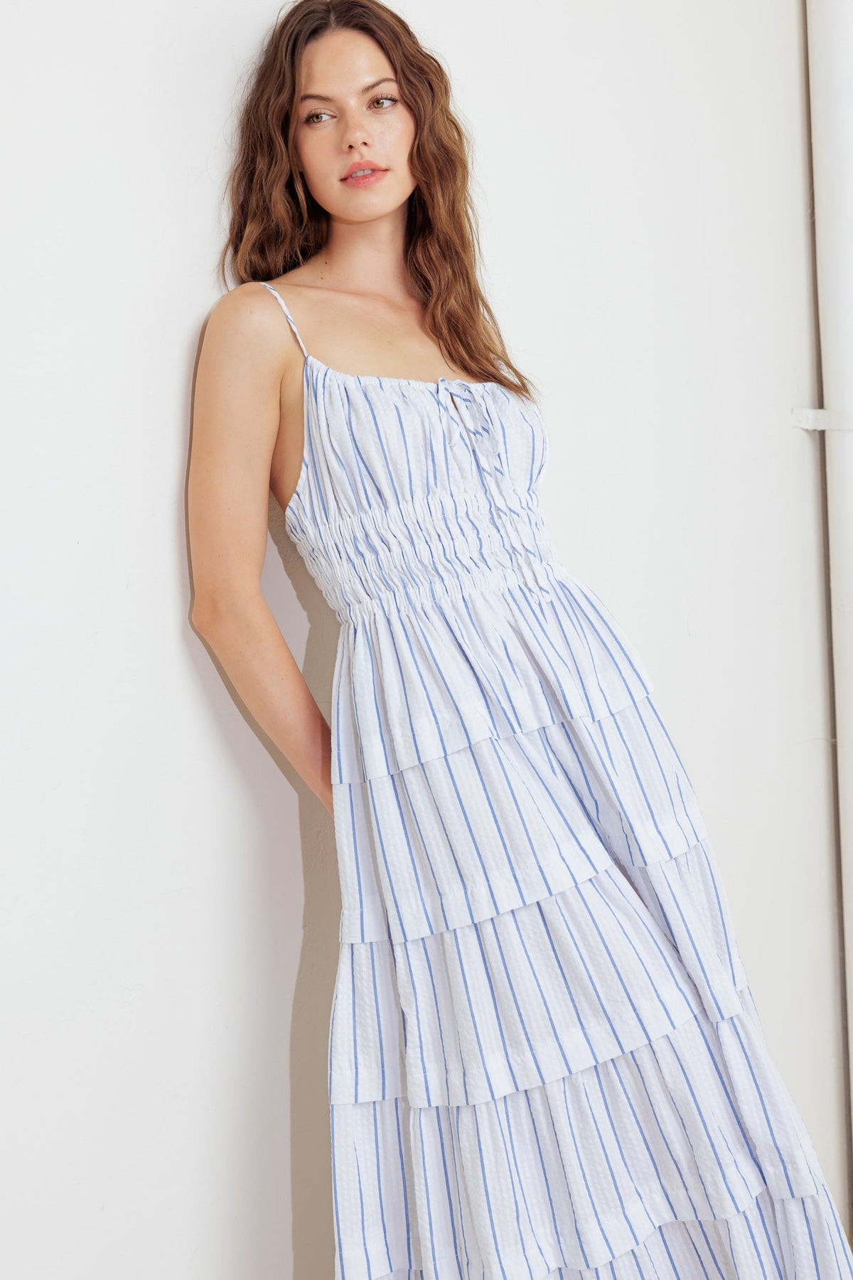 BREEZE NOTE WOVEN MIDI DRESS