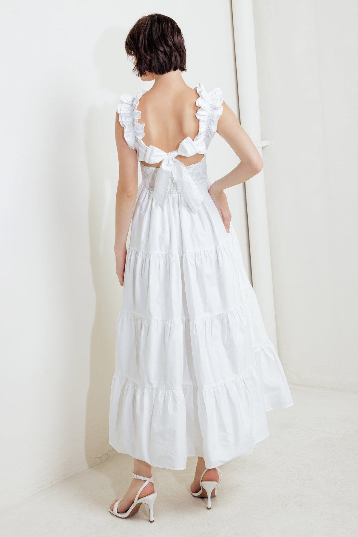 SWEETHEART TIERED ROMANCE WOVEN MIDI DRESS