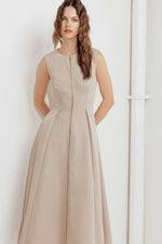 ZIP & FLOW WOVEN MIDI DRESS