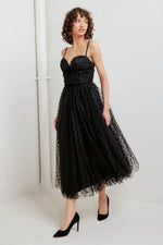 HEART DOT BALLET TULLE MIDI DRESS