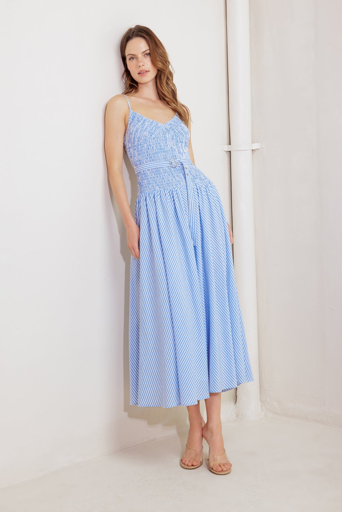 CITY BREEZE WOVEN MIDI DRESS