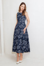 DUSK ROSE WOVEN DENIM MIDI DRESS