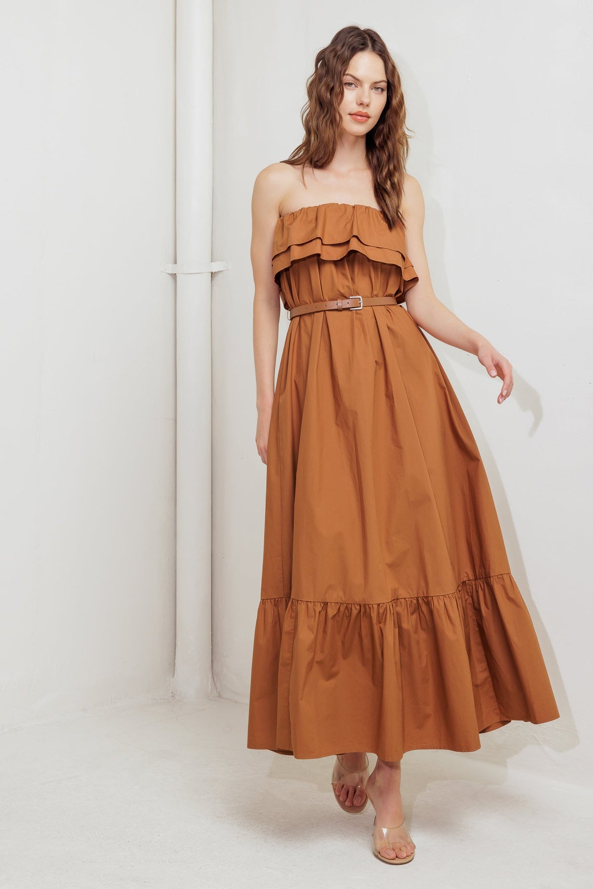 MILK & HONEY WOVEN MIDI DRESS
