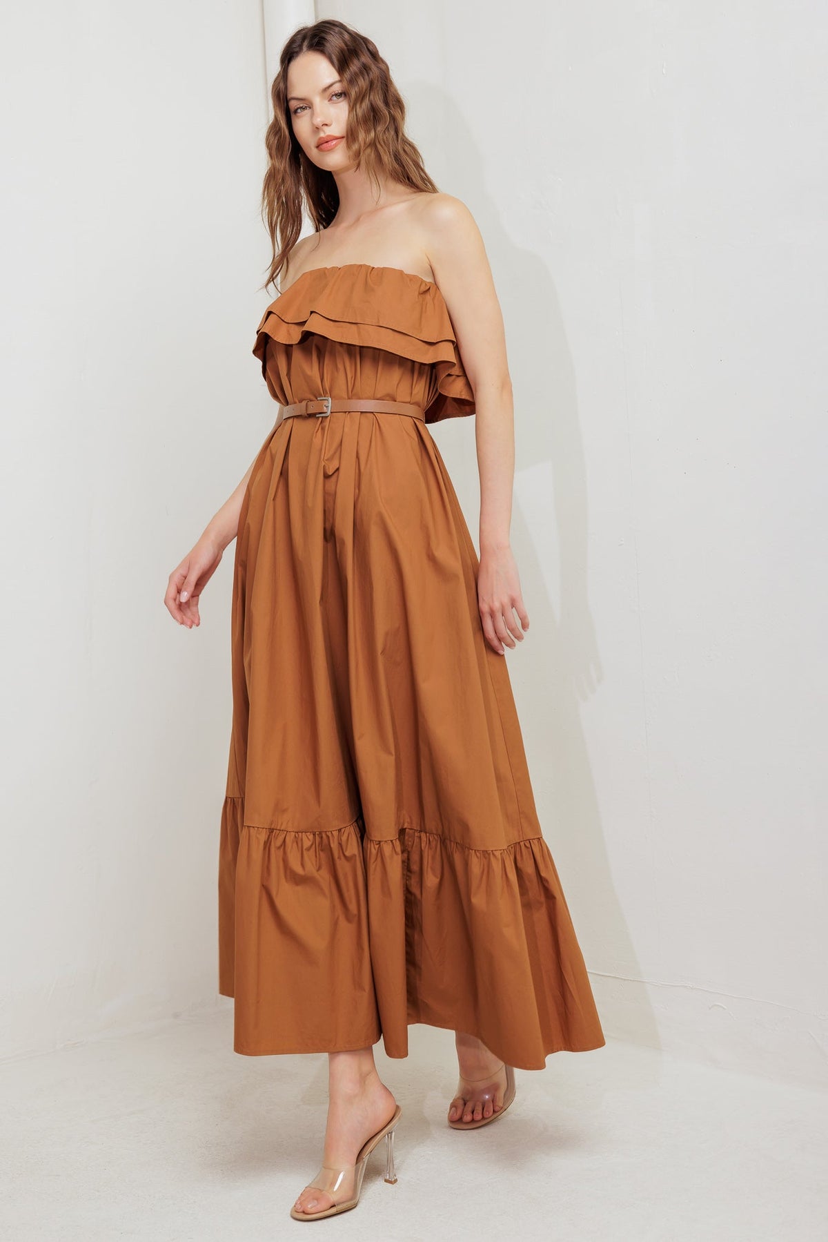 MILK & HONEY WOVEN MIDI DRESS