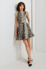 SNAKE GLAM FAUX LEATHER MINI DRESS