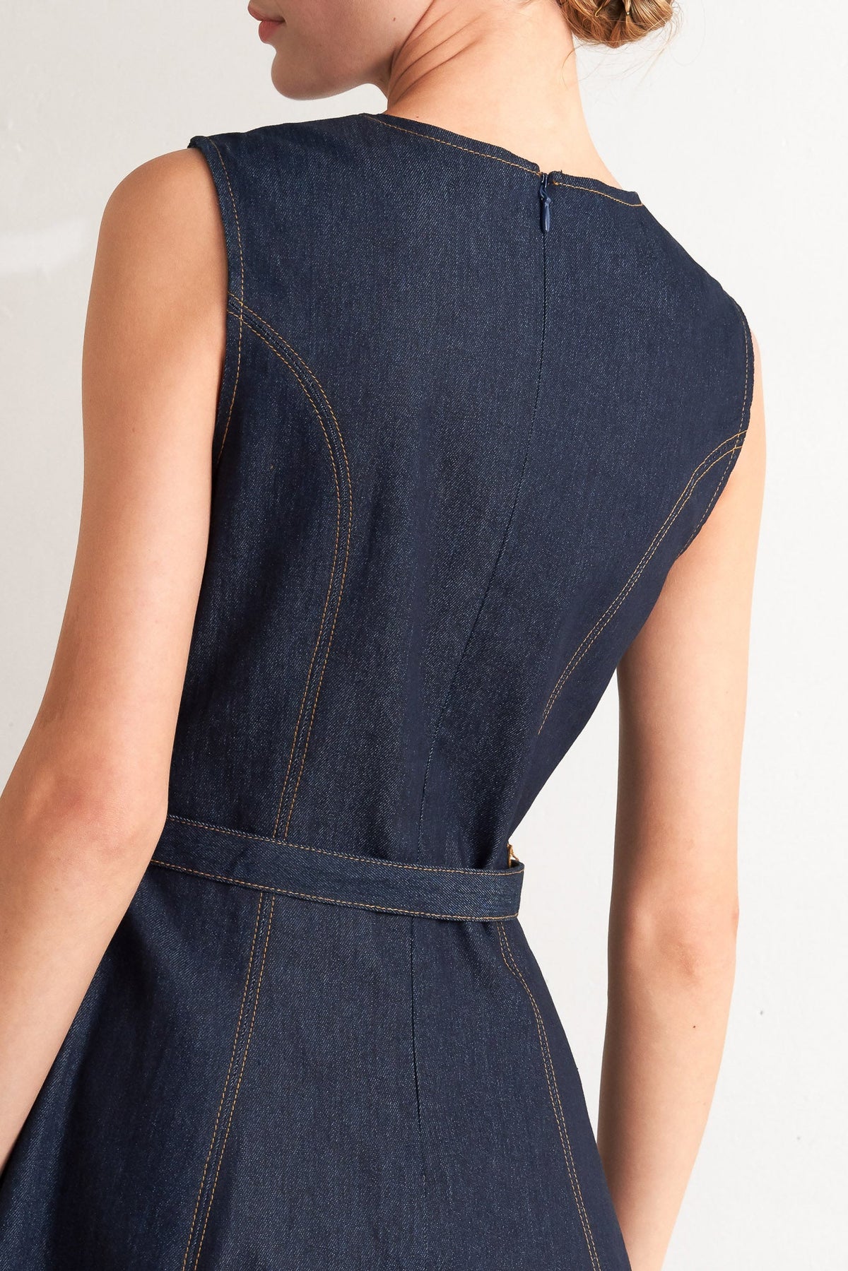 MODERN DARK DENIM MIDI DRESS