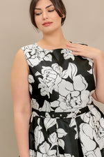 SILENT HEART BLACK WOVEN MIDI DRESS