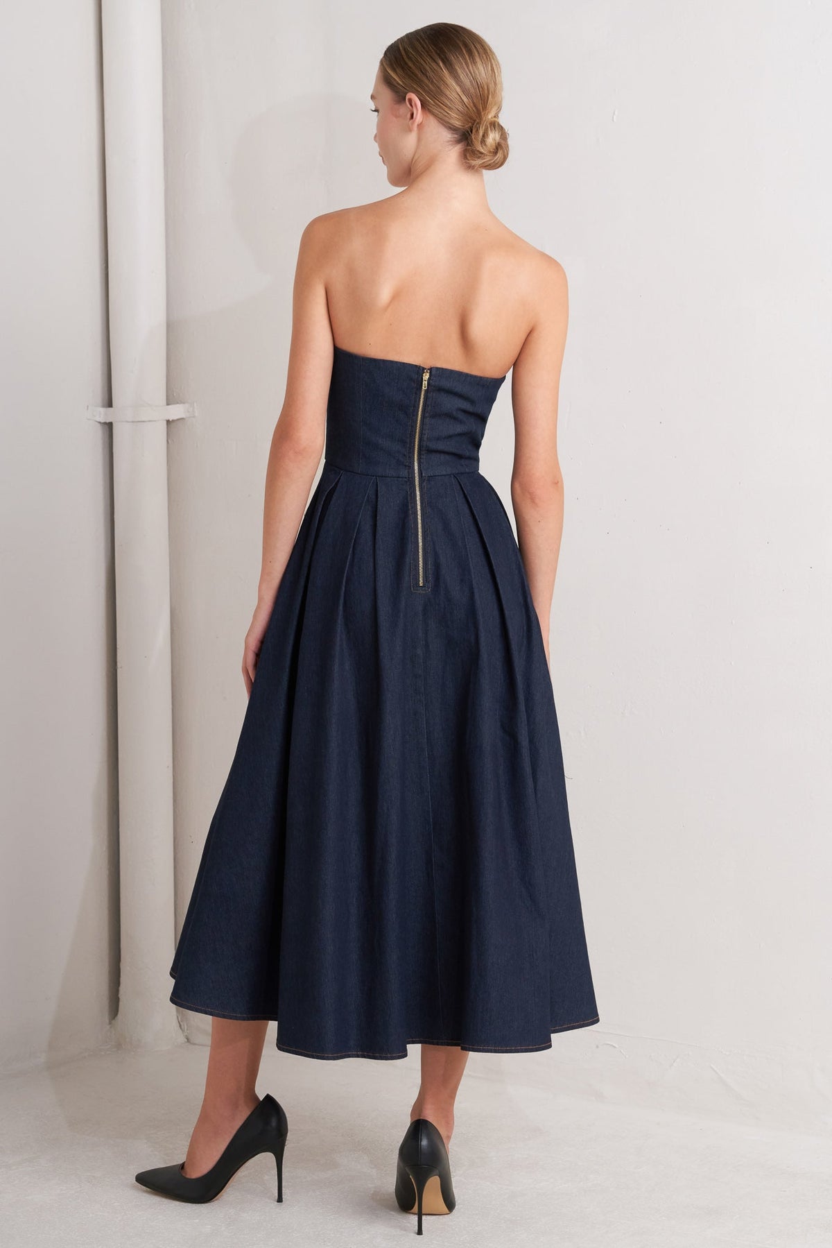 URBAN CORSET DENIM MIDI DRESS