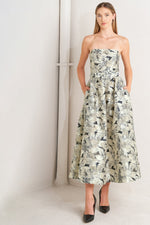 STONE LEAF WOVEN MIDI DRESS