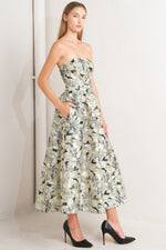 STONE LEAF WOVEN MIDI DRESS