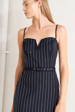 VERTICAL GRACE WOVEN MIDI DRESS