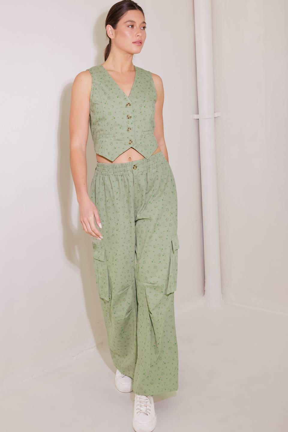 DRIFTING CURRENTS OLIVE WOVEN VEST