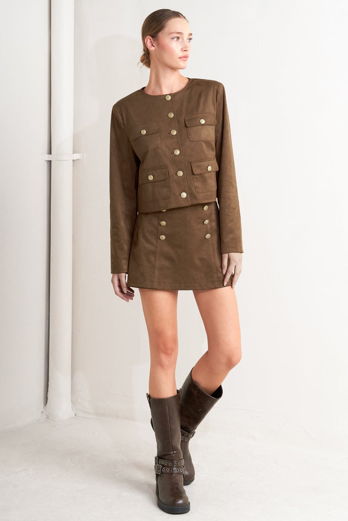 HERITAGE UTILITY FAUX SUEDE JACKET