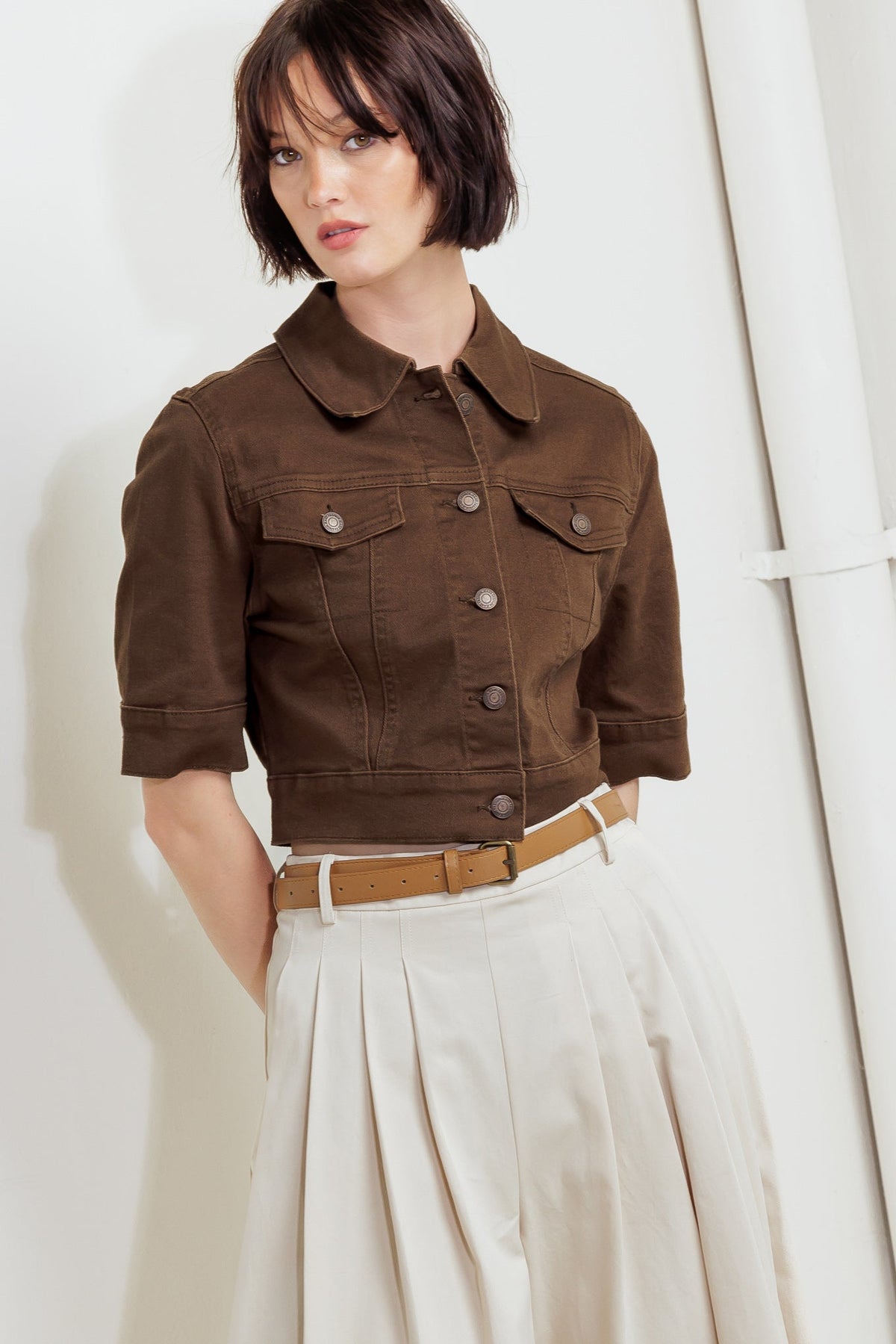 EFFORTLESS EDGE BROWN TWILL JACKET