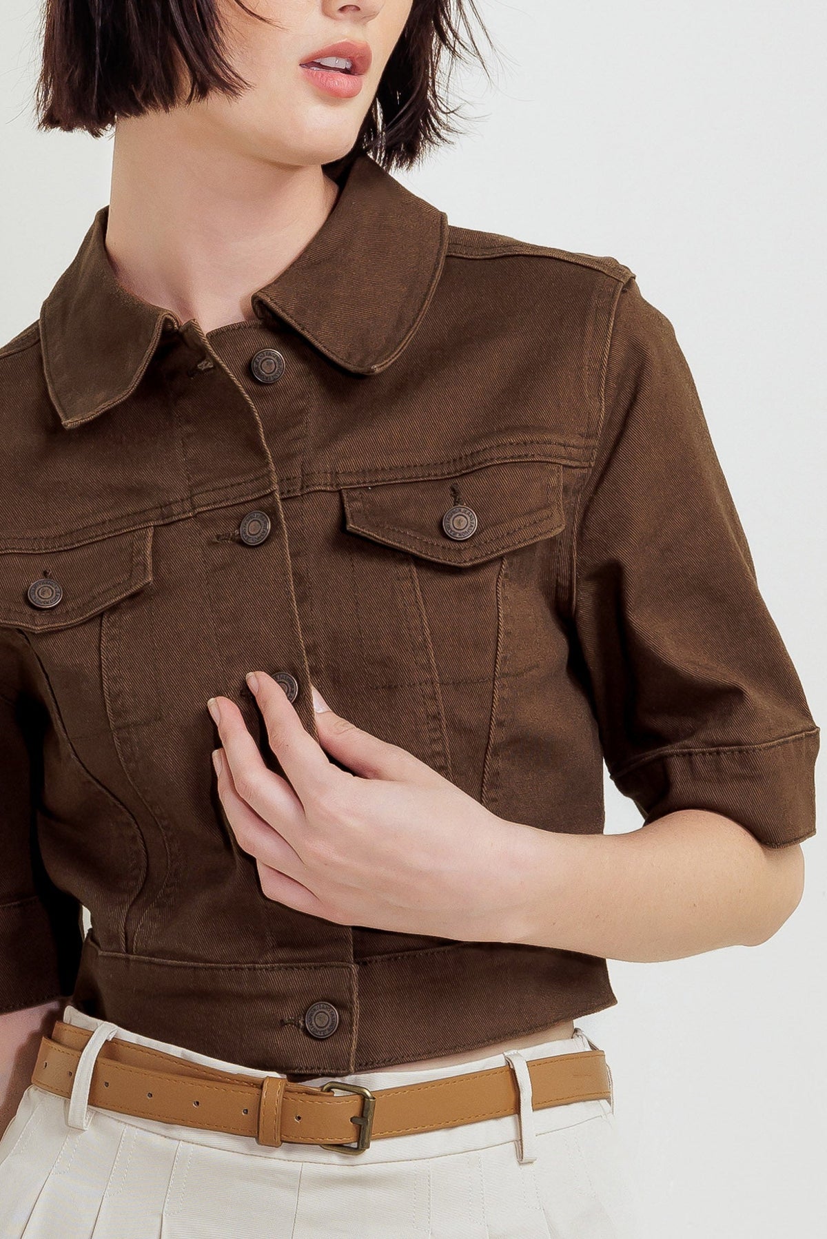 EFFORTLESS EDGE BROWN TWILL JACKET