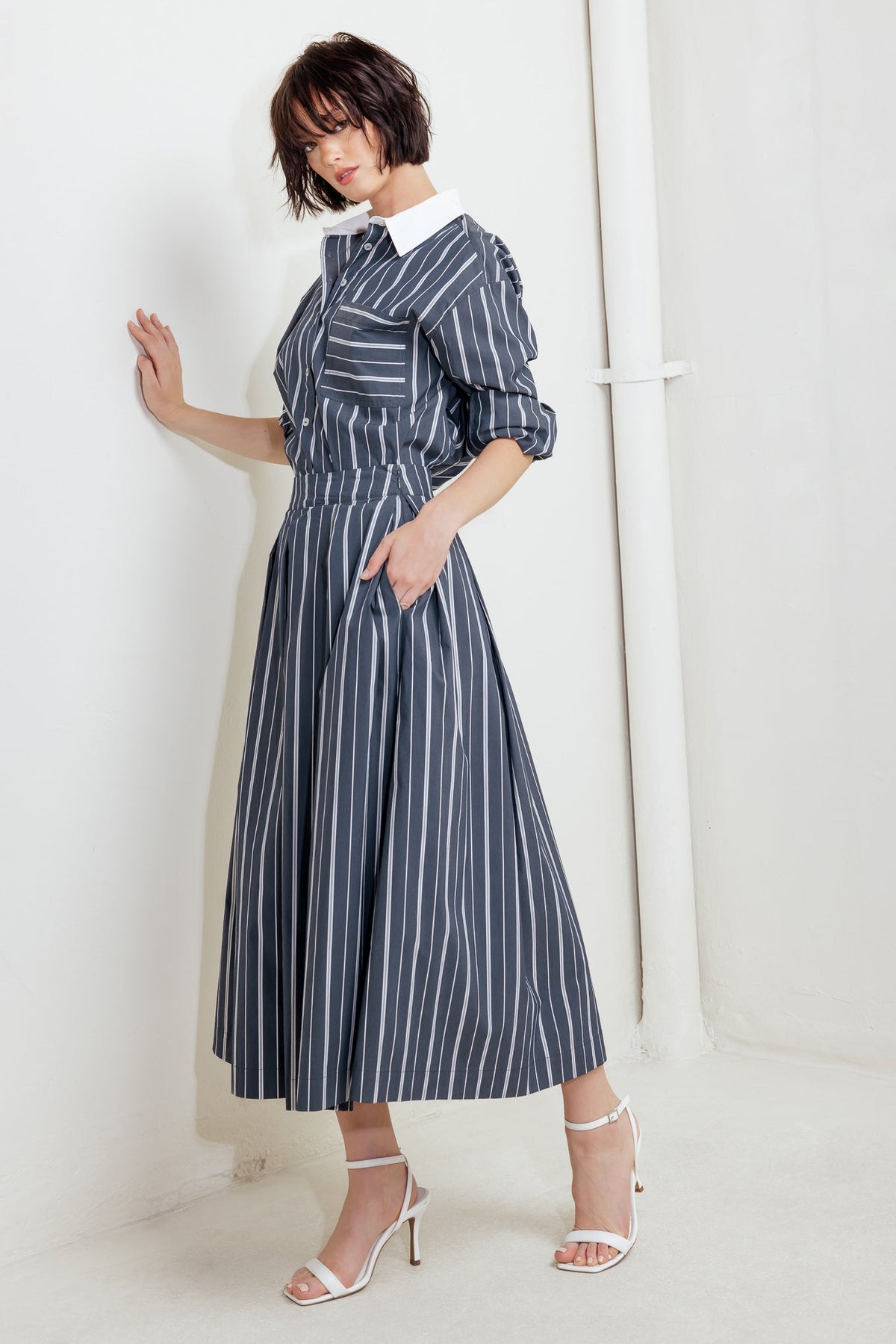 BEHIND THE GRIN WOVEN MIDI SKIRT