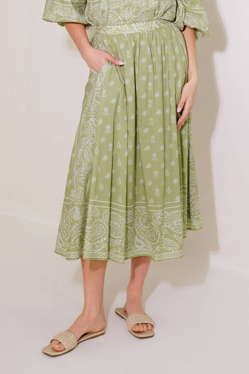 THE MORE THE MERRIER WOVEN FULL MIDI SKIRT