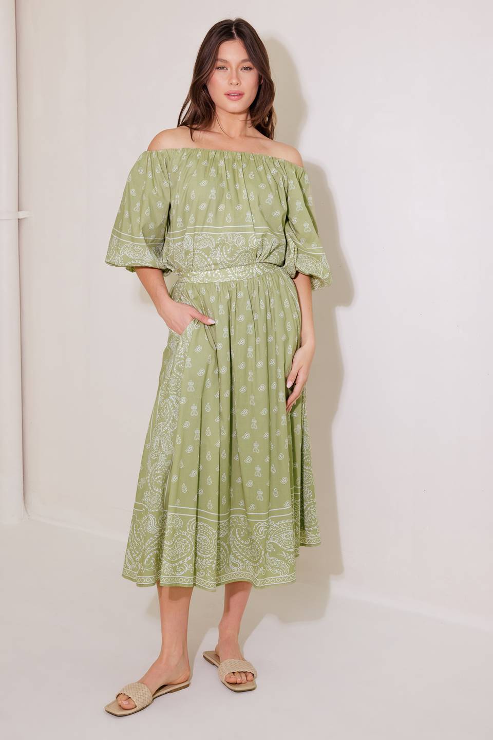 THE MORE THE MERRIER WOVEN FULL MIDI SKIRT