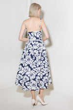 PLAIN OPTIMISM NAVY WOVEN MIDI SKIRT