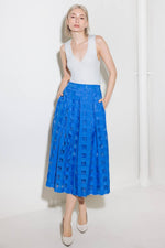 LIVE FOR US BLUE ORGANZA MIDI SKIRT