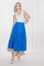 LIVE FOR US BLUE ORGANZA MIDI SKIRT