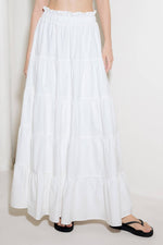 SLOW DOWN IN WHITE WOVEN MAXI SKIRT
