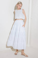 SIMPLY SPELLBOUND WHITE WOVEN FULL MIDI SKIRT