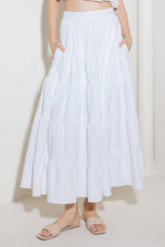 SIMPLY SPELLBOUND WHITE WOVEN FULL MIDI SKIRT