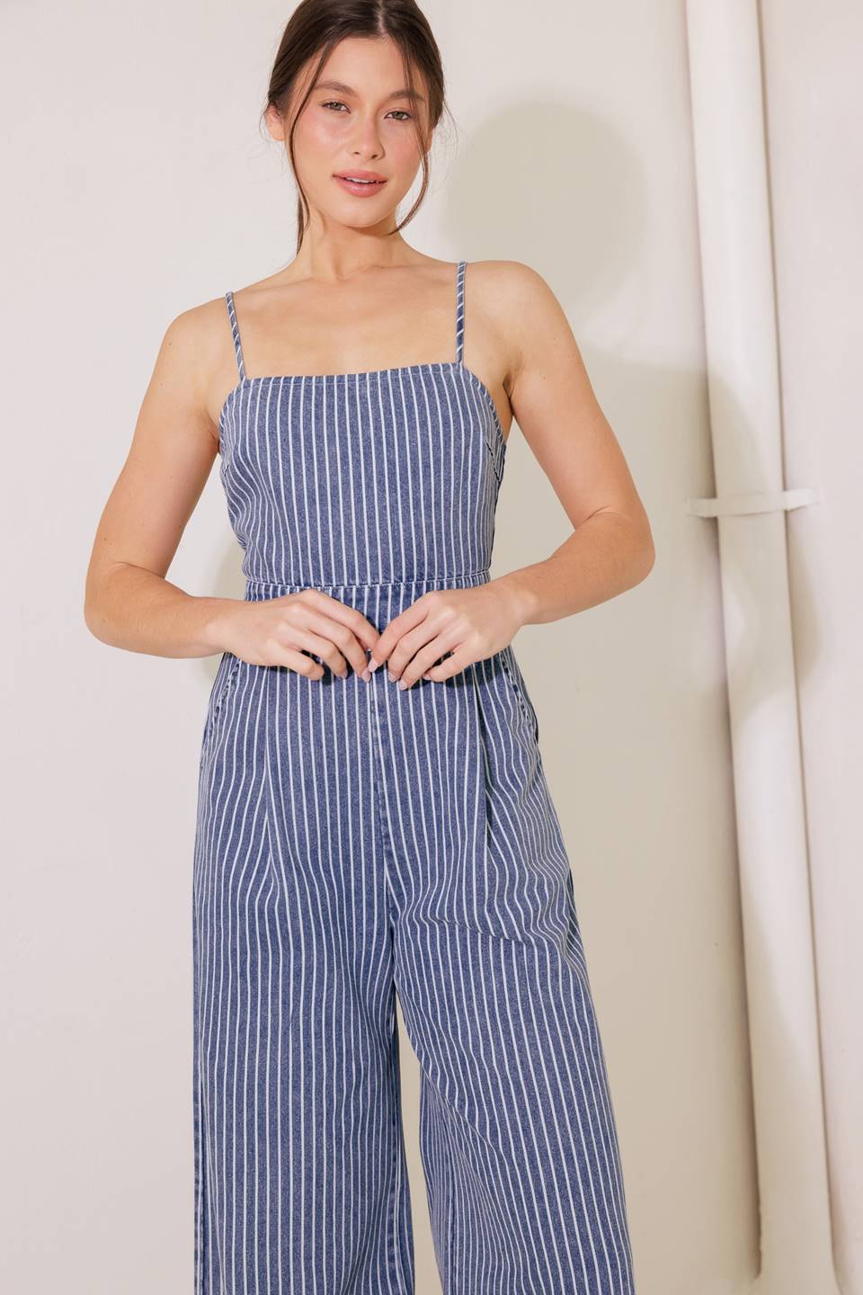 BEGIN AGAIN BLUE DENIM JUMPSUIT