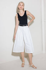 LUMINOUS GRACE WHITE WOVEN CULOTTE PANTS