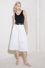 LUMINOUS GRACE WHITE WOVEN CULOTTE PANTS