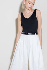 LUMINOUS GRACE WHITE WOVEN CULOTTE PANTS