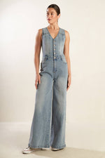 WALK WITH ME DENIM JUMPSUIT