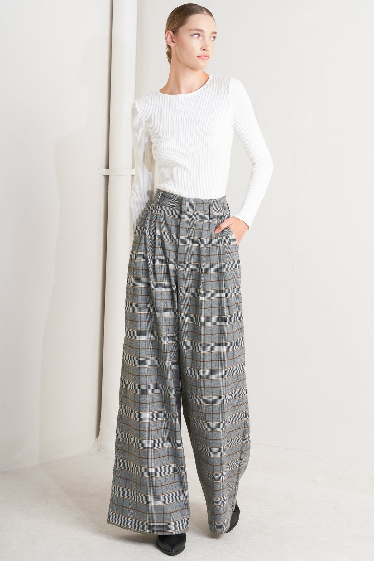 NEW AGE WOVEN PLAID PANTS