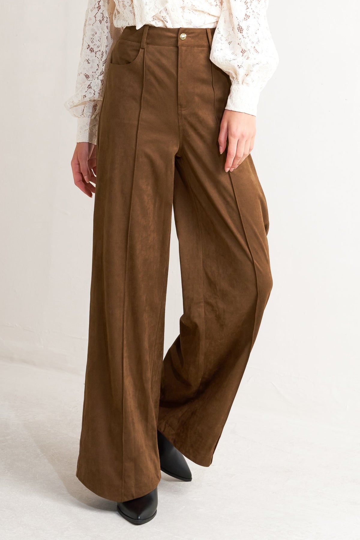 BROWN SUGAR FAUX SUEDE PANTS