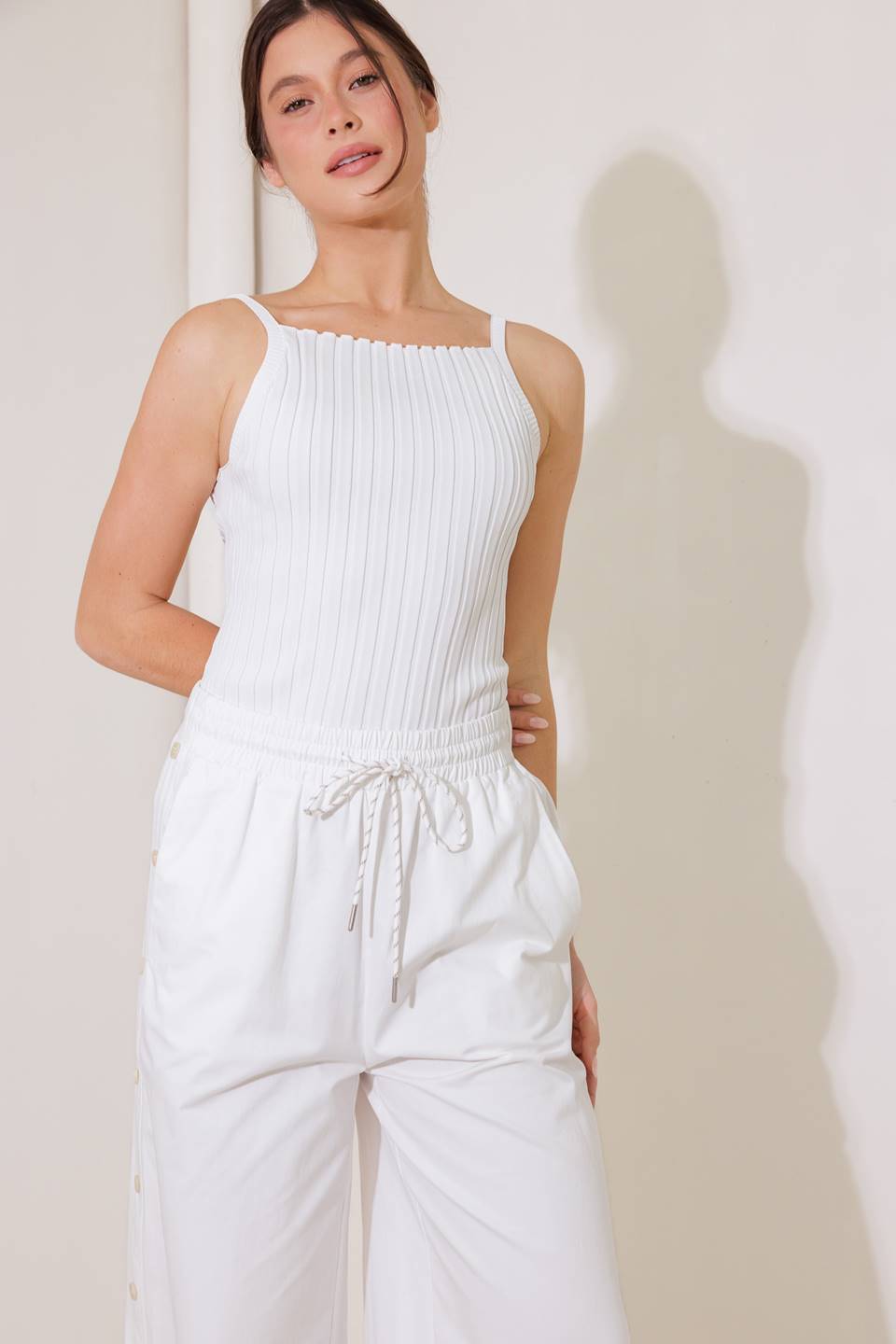 BIT OF SUNSHINE WHITE SWEATER KNIT TANK TOP