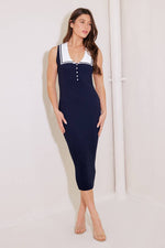 SO MAGNETIC NAVY SWEATER MIDI DRESS
