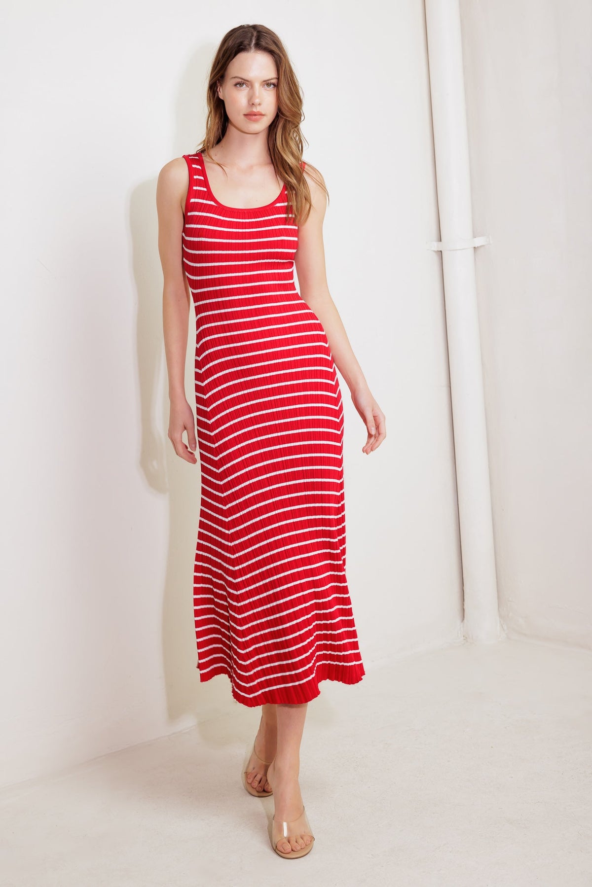 SOFT SIDE OF RED KNIT MIDI DRESS