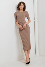 STRUCTURED CHIC SWEATER MIDI DRESS