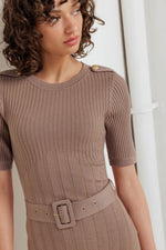 STRUCTURED CHIC SWEATER MIDI DRESS